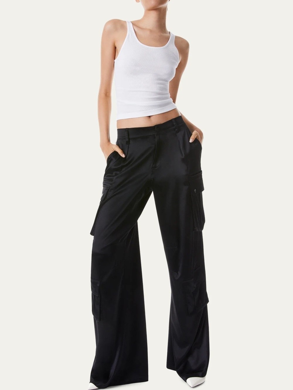 Alice + Olivia Joette Satin Cargo Pants Size 2